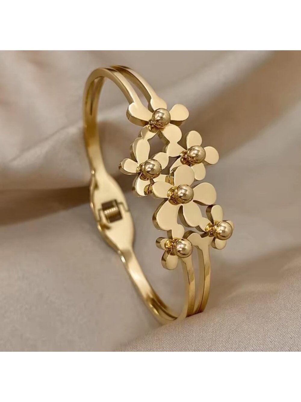 Classic Gold Floral Bangle Bracelet - Picture 6 of 6